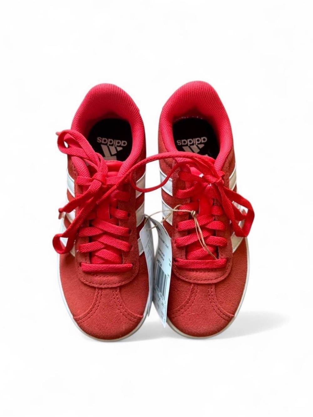 adidas Kids Red Lace-Up Sneakers with White Stripes